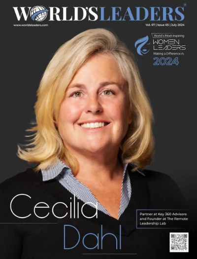 Cecilia Dahl featured on the cover of World’s Leaders magazine